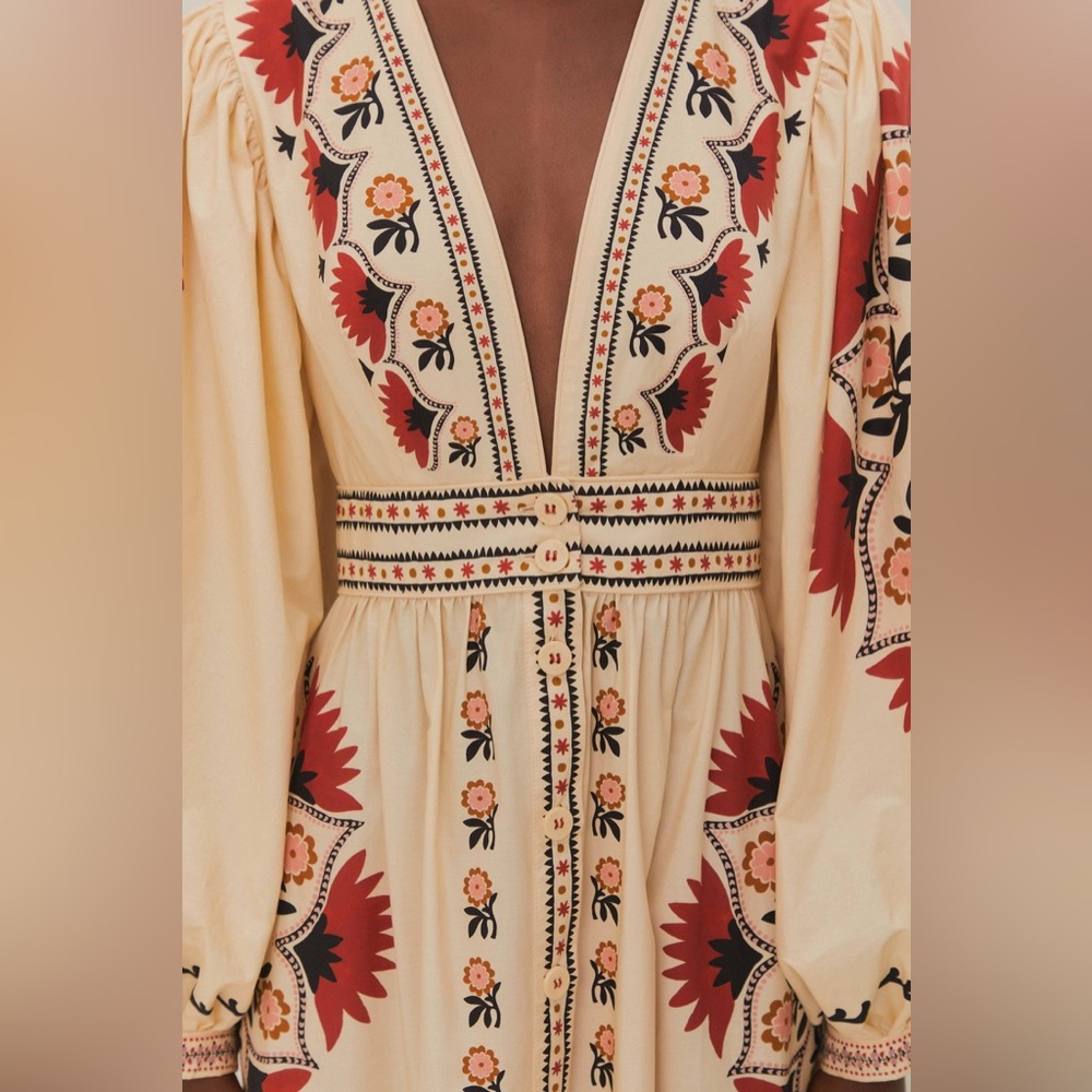 NWT Farm Rio Cream Cashew Mandala Maxi Dress - Picture 8 of 16